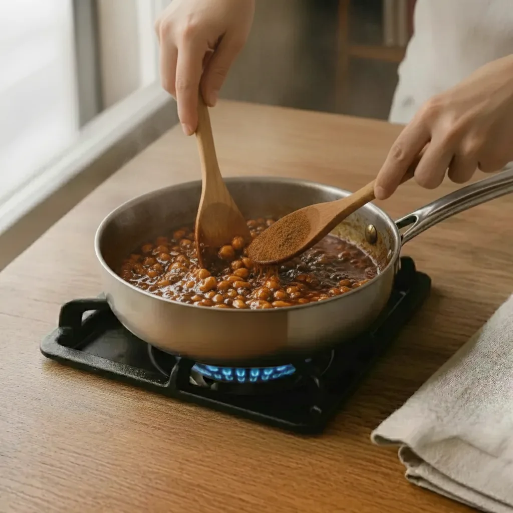 Mix everything well into the hot syrup until the mixture starts to dry out and pull away from the bottom of the pot.
