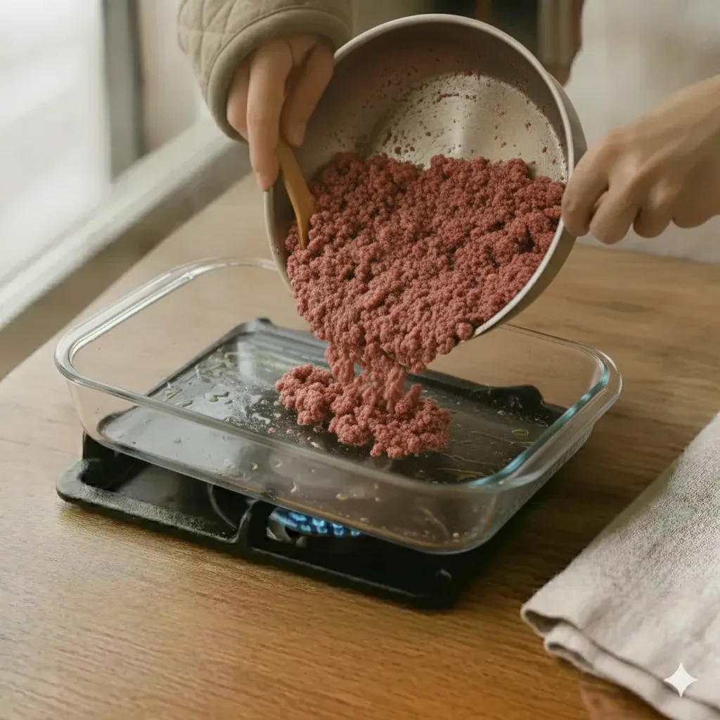 Pour the peanut mixture onto a greased baking sheet.