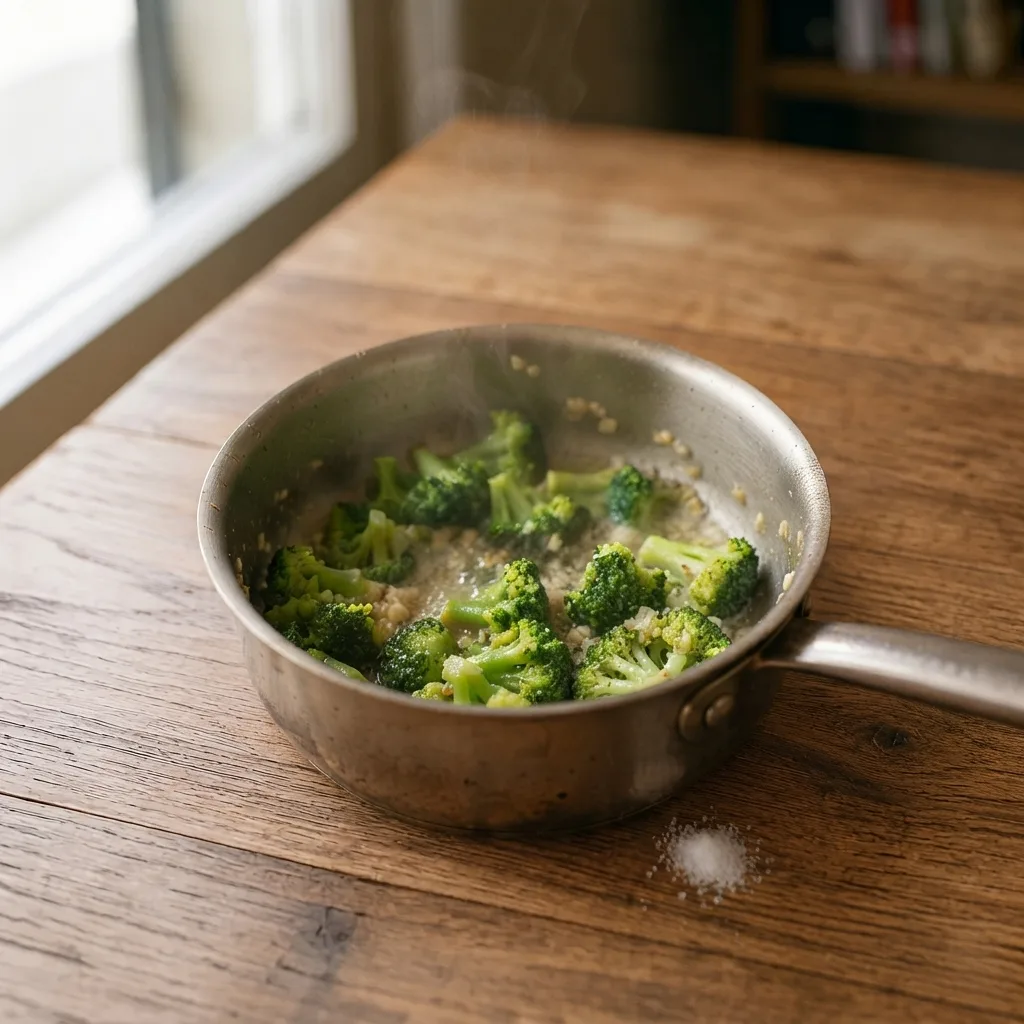 Season the broccoli with salt to taste and set aside.