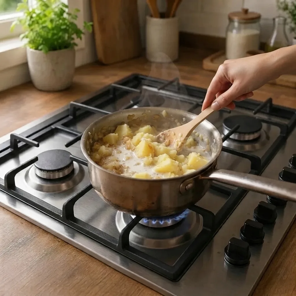 Mix the purée ingredients thoroughly and cook over low heat for 5 minutes until the texture is uniform.