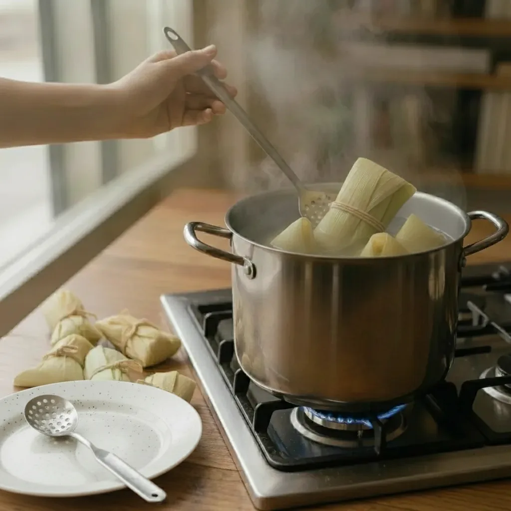 Remove the pamonhas with a slotted spoon and let cool in a cool place