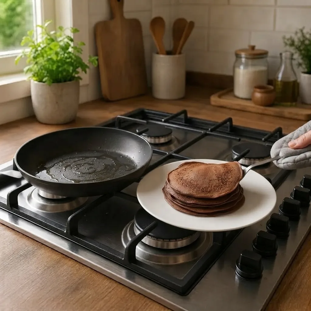 Remove the pancakes from the pan and set them aside on a plate.