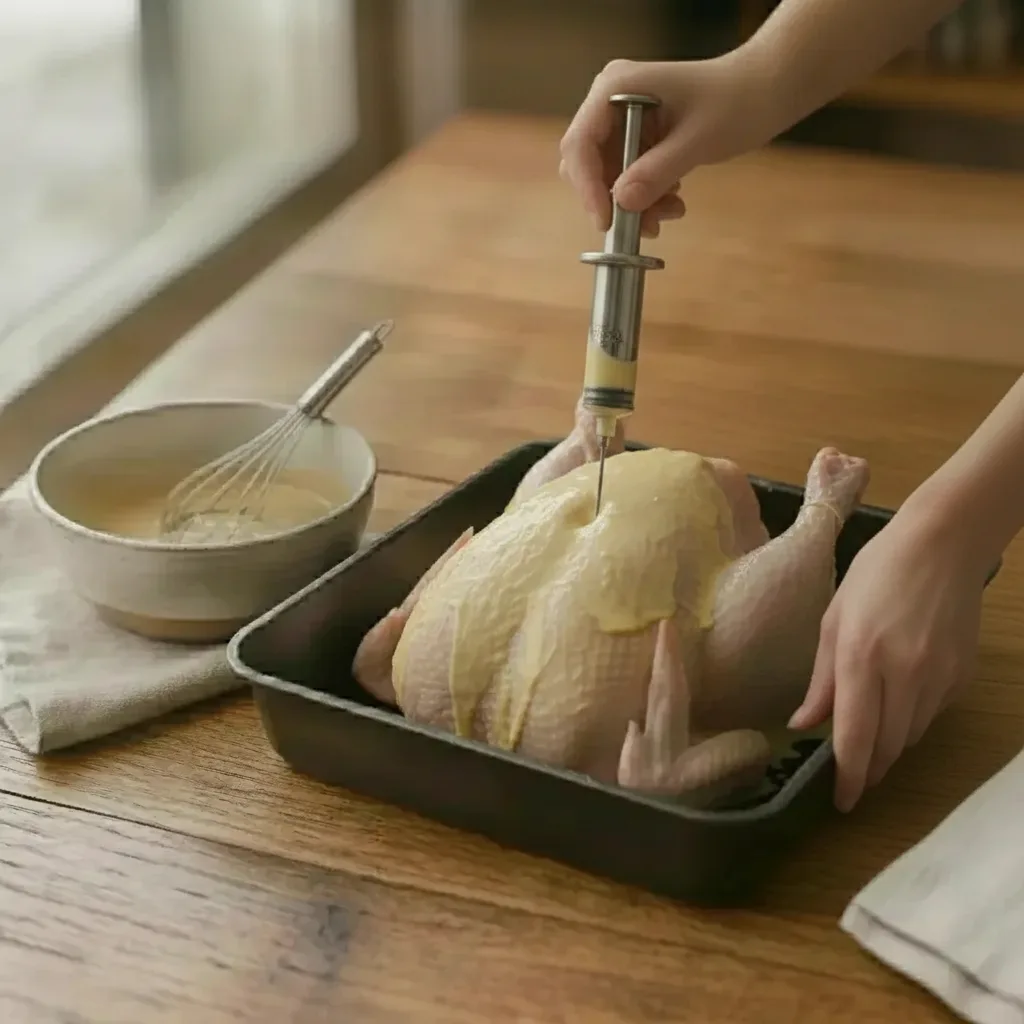 Inietta un po' di questo liquido nelle parti più dense della carne