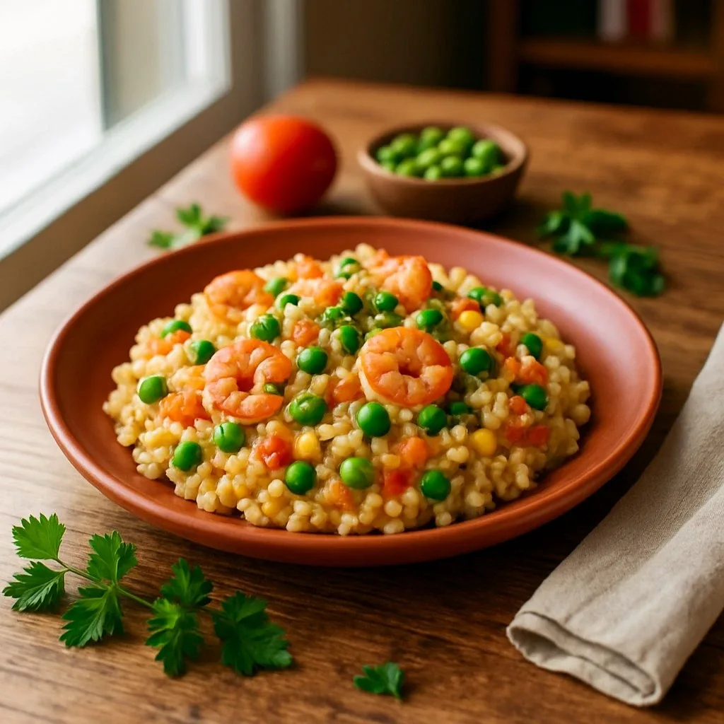 Risoto de camarão fácil e cremoso passo a passo