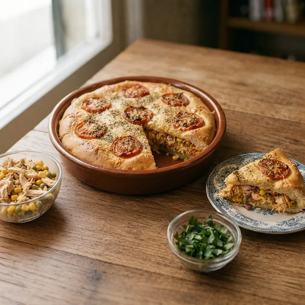 Neapolitan Chicken Pie with Calabresa and Bacon (Torta napolitana de frango com calabresa e bacon)