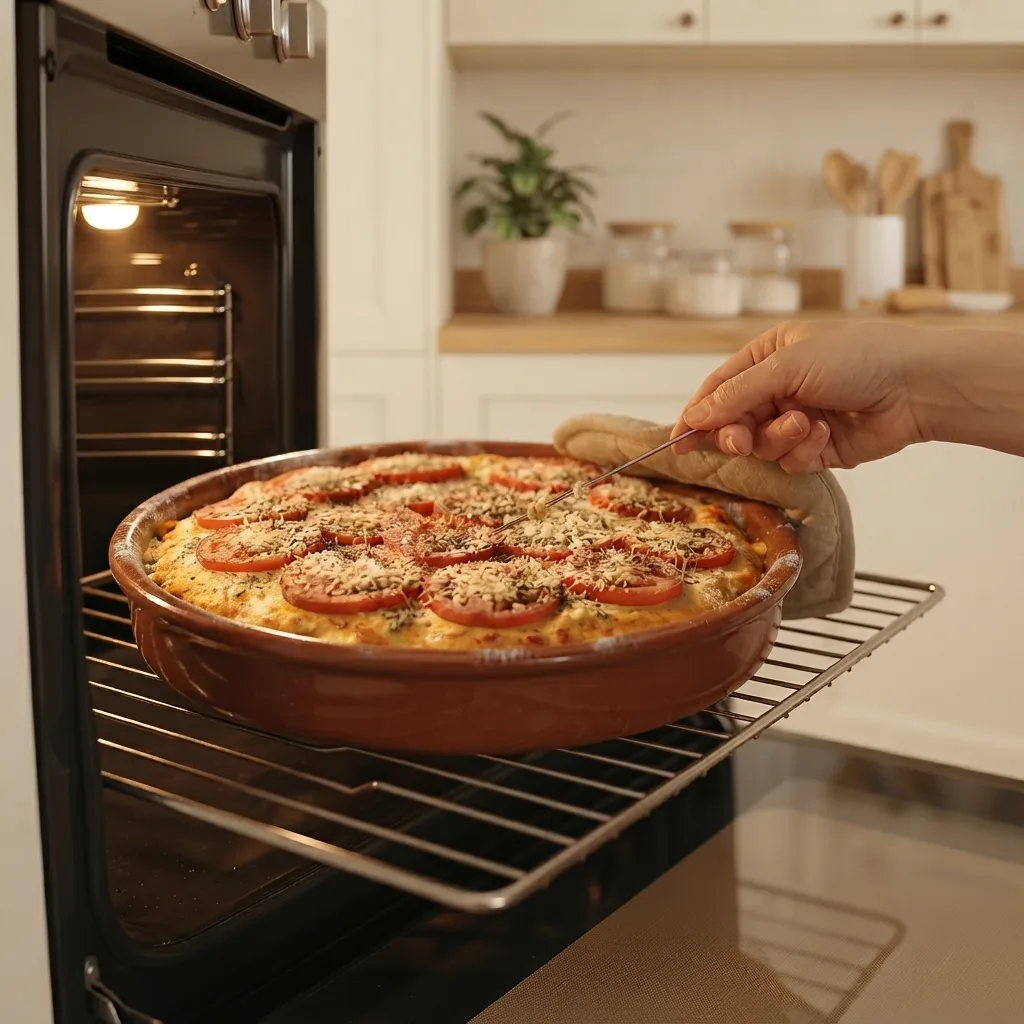 If it comes out clean, the pie is ready to be removed from the oven.