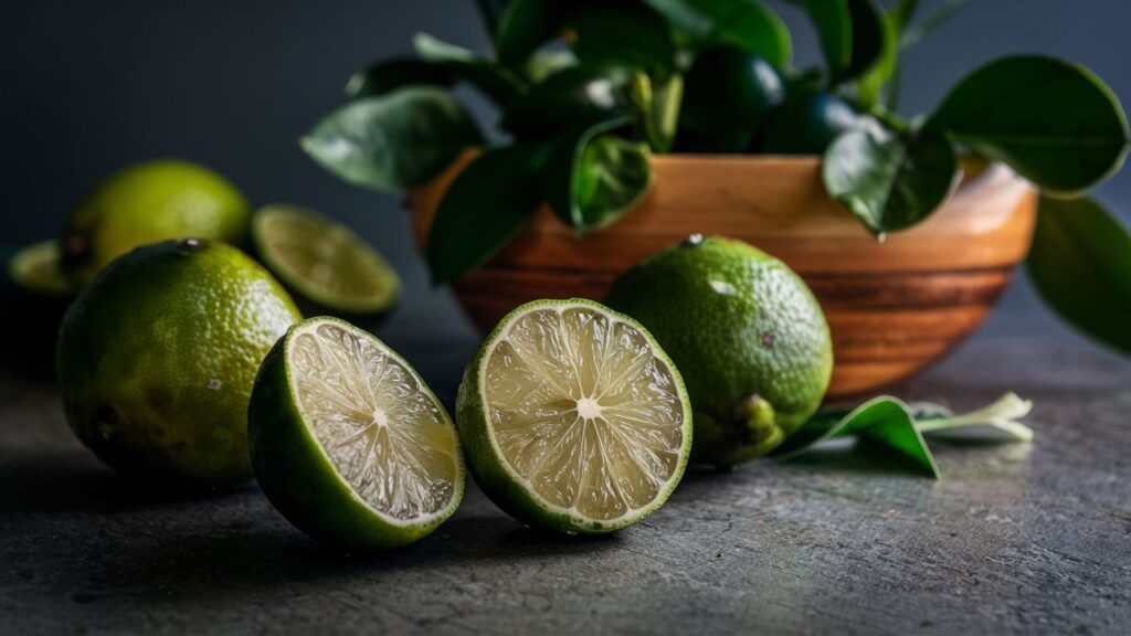 Tahiti Limes cut in half